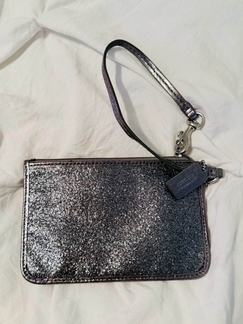COACH Black Metallic Glitter Wristlet Clutch - Picture 2 of 2